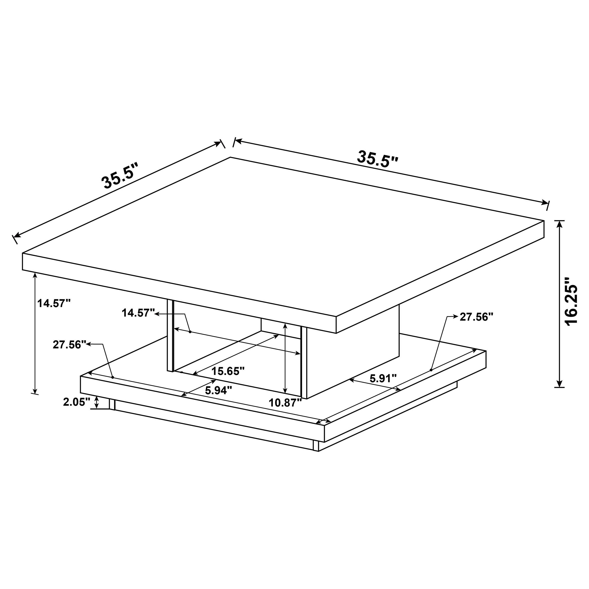 Reston Square Engineered Wood Coffee Table with Casters Cappuccino