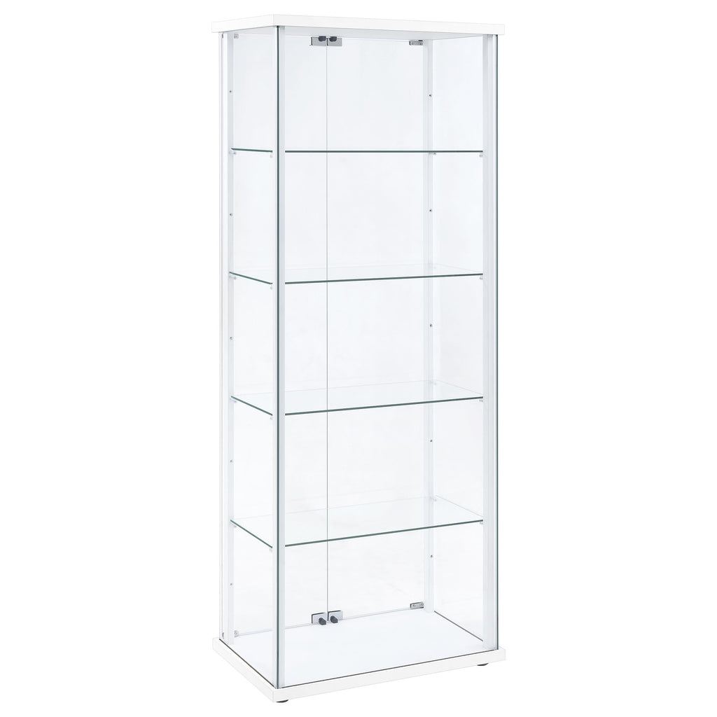 Delphinium 4-Shelf Clear Glass Curio Display Cabinet White