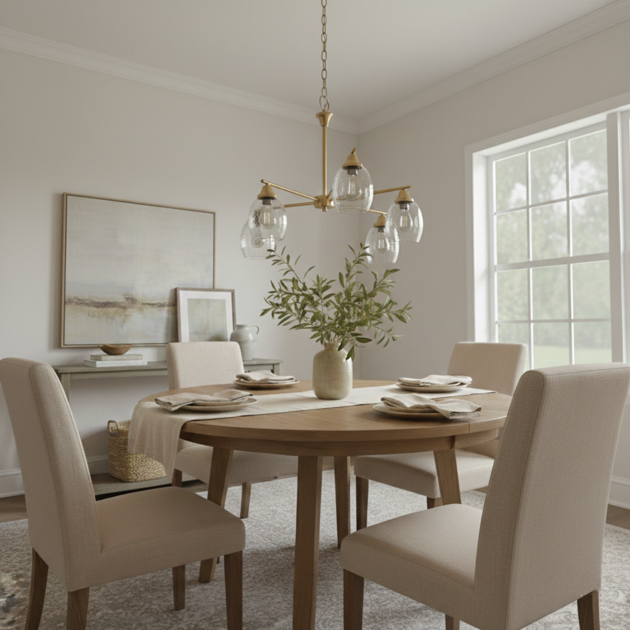 Elegance Five Lights Linear Arms with Golden Brass Finish Chain Chandelier