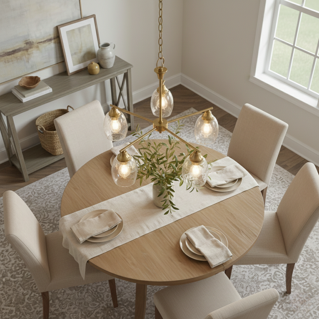 Elegance Five Lights Linear Arms with Golden Brass Finish Chain Chandelier