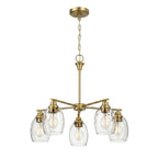 Elegance Five Lights Linear Arms with Golden Brass Finish Chain Chandelier