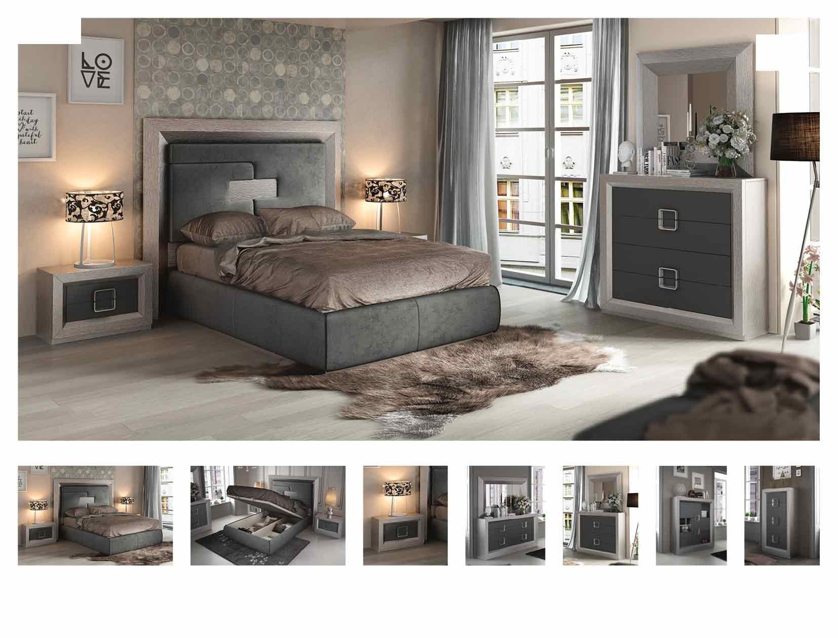 ESF Furniture - Enzo 8 Piece King Bedroom Set with Storage Kit in Grey - ENZOSTORAGEKITKS-8SET