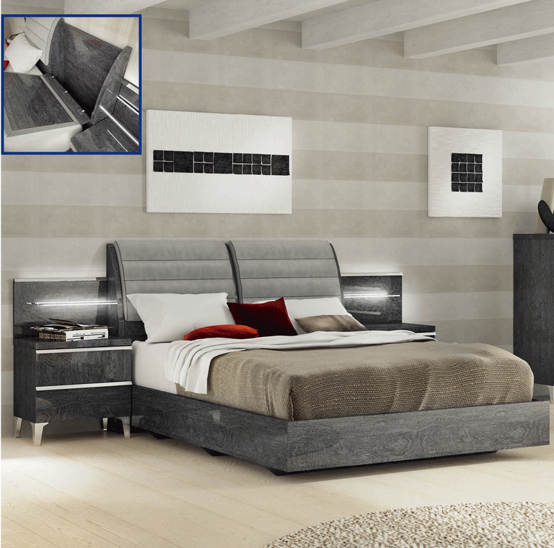 ESF Furniture - Elite Modern King Bed in Glossy Dark Gray - ELITEBEDK.S