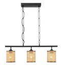 Elysian Three Lights Island With Natural Rattan Shade Farmhouse Chain Ceiling Lamp