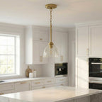 Ember Three Candle Lights Chain Pendant With Clear Glass - Satin Brass