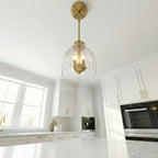 Ember Three Candle Lights Chain Pendant With Clear Glass - Satin Brass