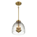 Ember Three Candle Lights Chain Pendant With Clear Glass - Satin Brass