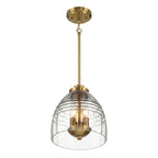 Ember Three Candle Lights Chain Pendant With Clear Glass - Satin Brass