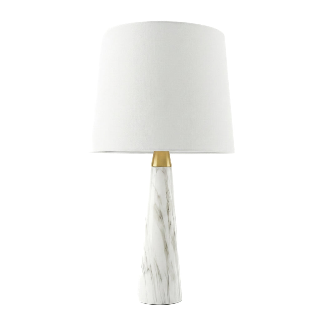 Enclave Hydro Black Table Lamp with On/Off Switch Faux Marble Base Fabric Shade