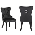 Galaxy Home Erica Wood Legs Dining Chair (Set of 2) in Black