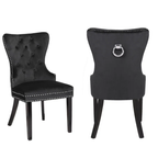 Galaxy Home Erica Wood Legs Dining Chair (Set of 2) in Black