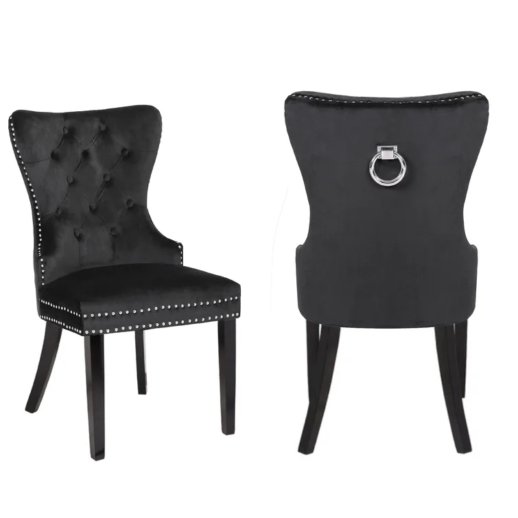 Galaxy Home Erica Wood Legs Dining Chair (Set of 2) in Black