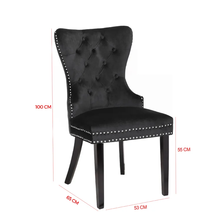 Galaxy Home Erica Wood Legs Dining Chair (Set of 2) in Black