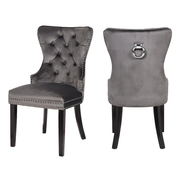 Galaxy Home Erica Wood Legs Dining Chair (Set of 2) in Dark Grey