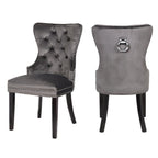 Galaxy Home Erica Wood Legs Dining Chair (Set of 2) in Dark Grey