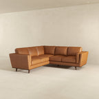 Erman Genuine Tan Leather Corner Sectional Sofa