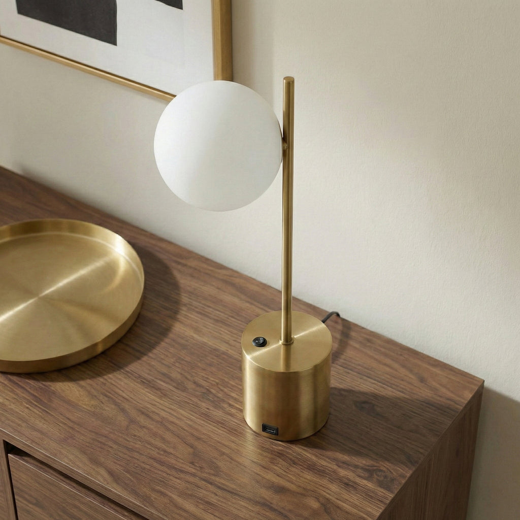 Ethereal Modern Small Brass Metal Table Lamp
