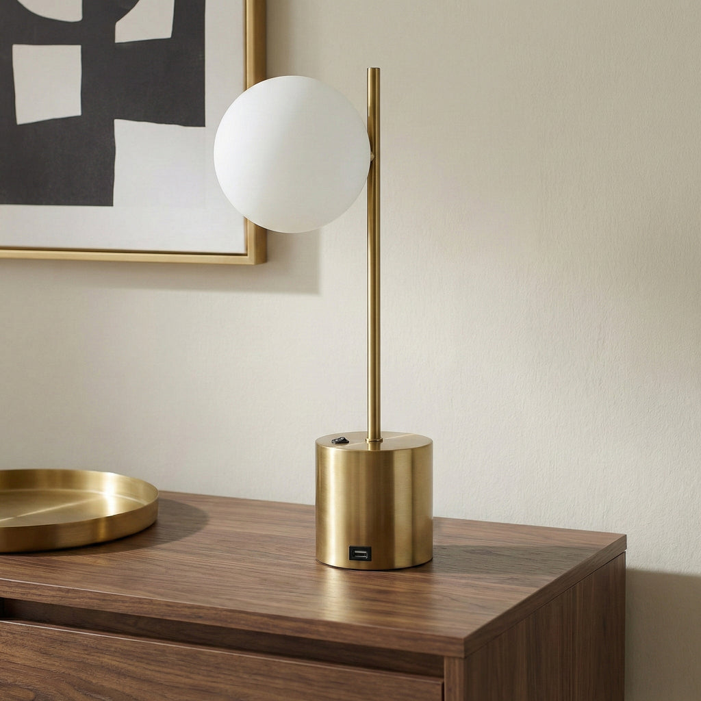 Ethereal Modern Small Brass Metal Table Lamp