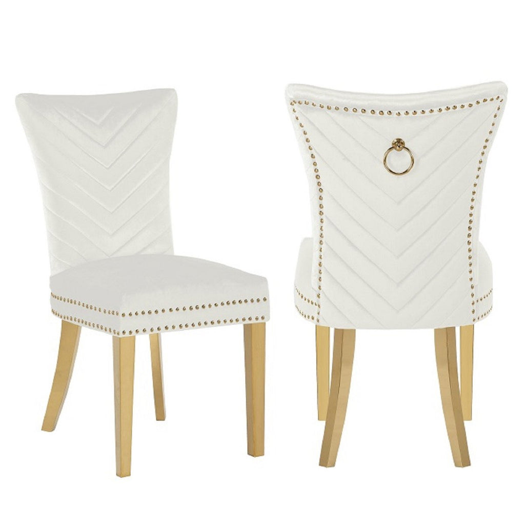 Galaxy Home Eva Gold Legs Dining Chair (Set of 2) in Beige