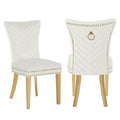 Galaxy Home Eva Gold Legs Dining Chair (Set of 2) in Beige