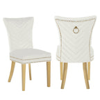 Galaxy Home Eva Gold Legs Dining Chair (Set of 2) in Beige