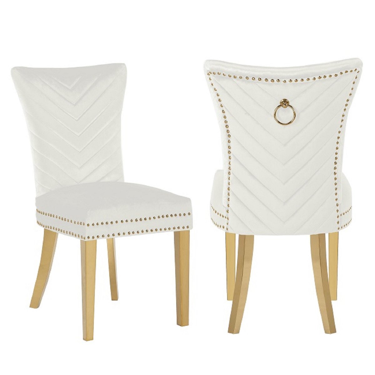 Galaxy Home Eva Gold Legs Dining Chair (Set of 2) in Beige