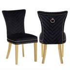 Galaxy Home Eva Gold Legs Dining Chair (Set of 2) in Black