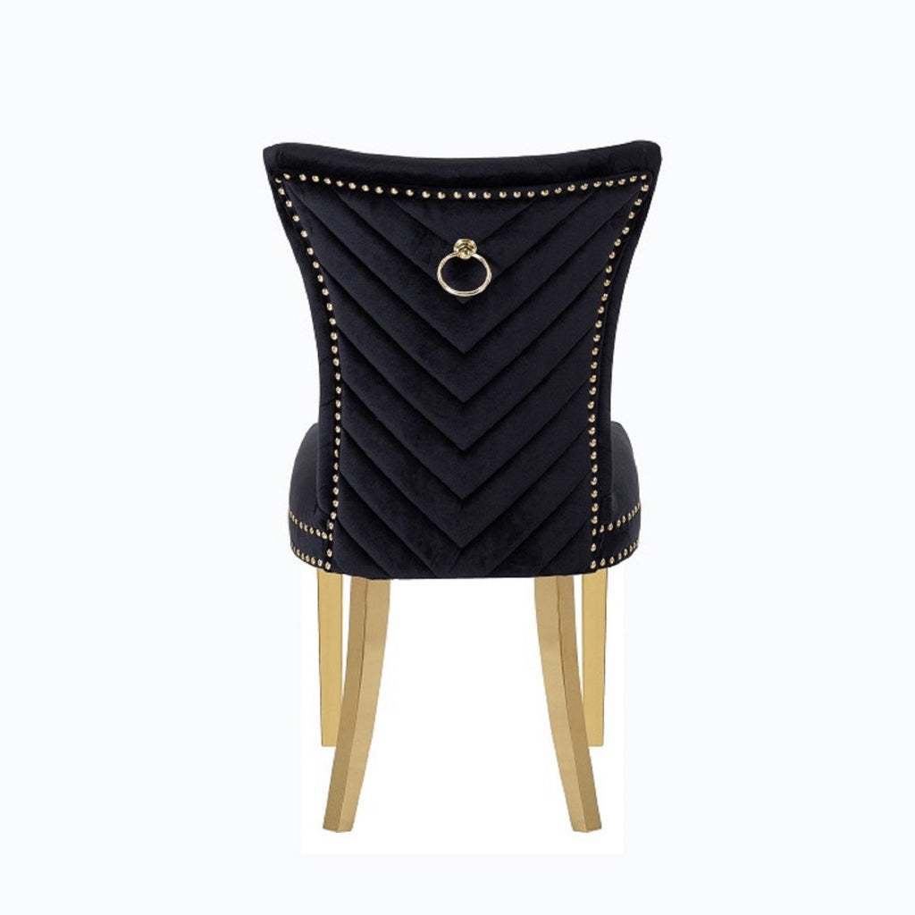 Galaxy Home Eva Gold Legs Dining Chair (Set of 2) in Black