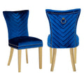 Galaxy Home Eva Gold Legs Dining Chair (Set of 2) in Blue