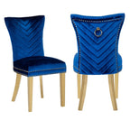 Galaxy Home Eva Gold Legs Dining Chair (Set of 2) in Blue