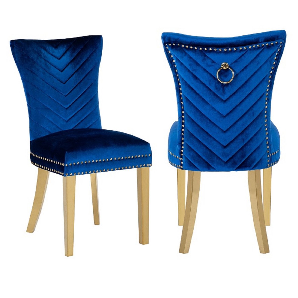 Galaxy Home Eva Gold Legs Dining Chair (Set of 2) in Blue
