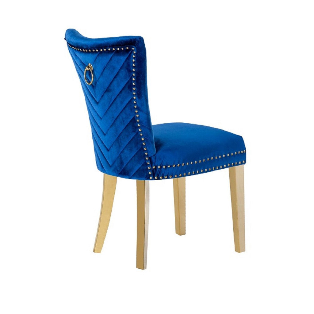 Galaxy Home Eva Gold Legs Dining Chair (Set of 2) in Blue