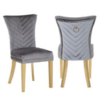 Galaxy Home Eva Gold Legs Dining Chair (Set of 2) in Grey