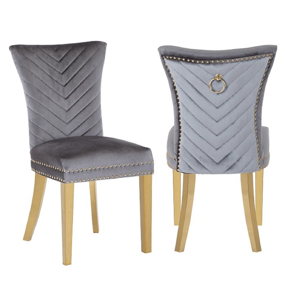 Galaxy Home Eva Gold Legs Dining Chair (Set of 2) in Grey