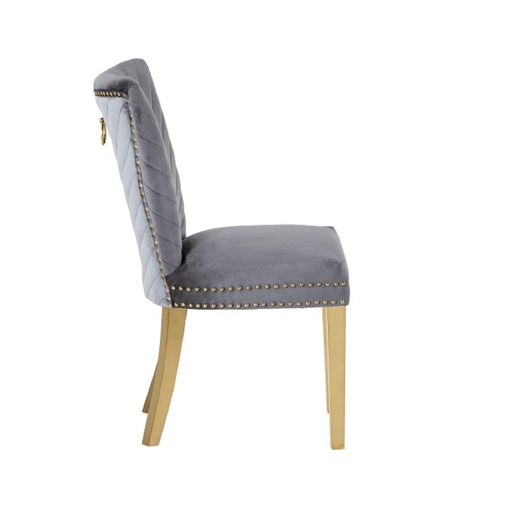 Galaxy Home Eva Gold Legs Dining Chair (Set of 2) in Grey