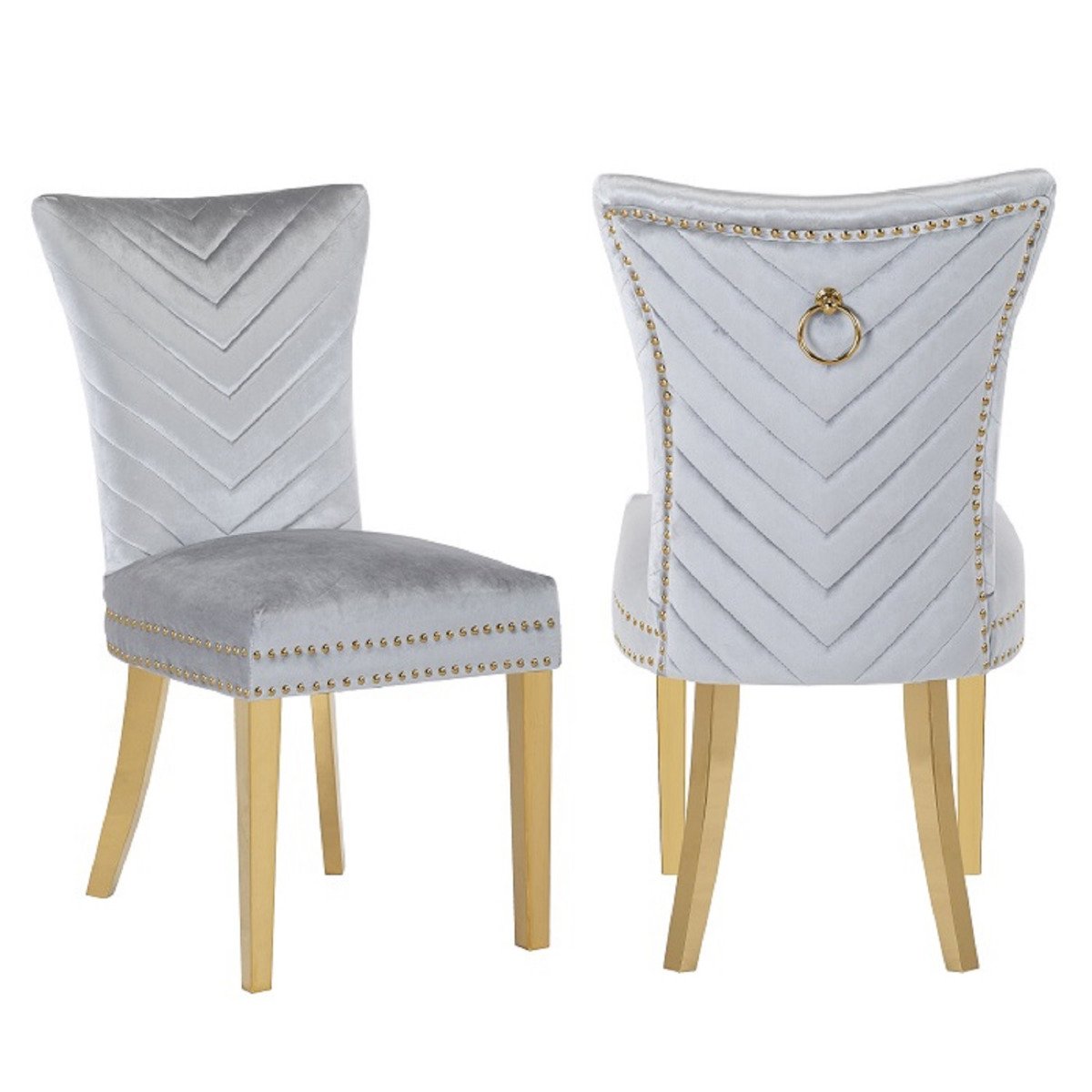 Galaxy Home Eva Gold Legs Dining Chair (Set of 2) in Silver