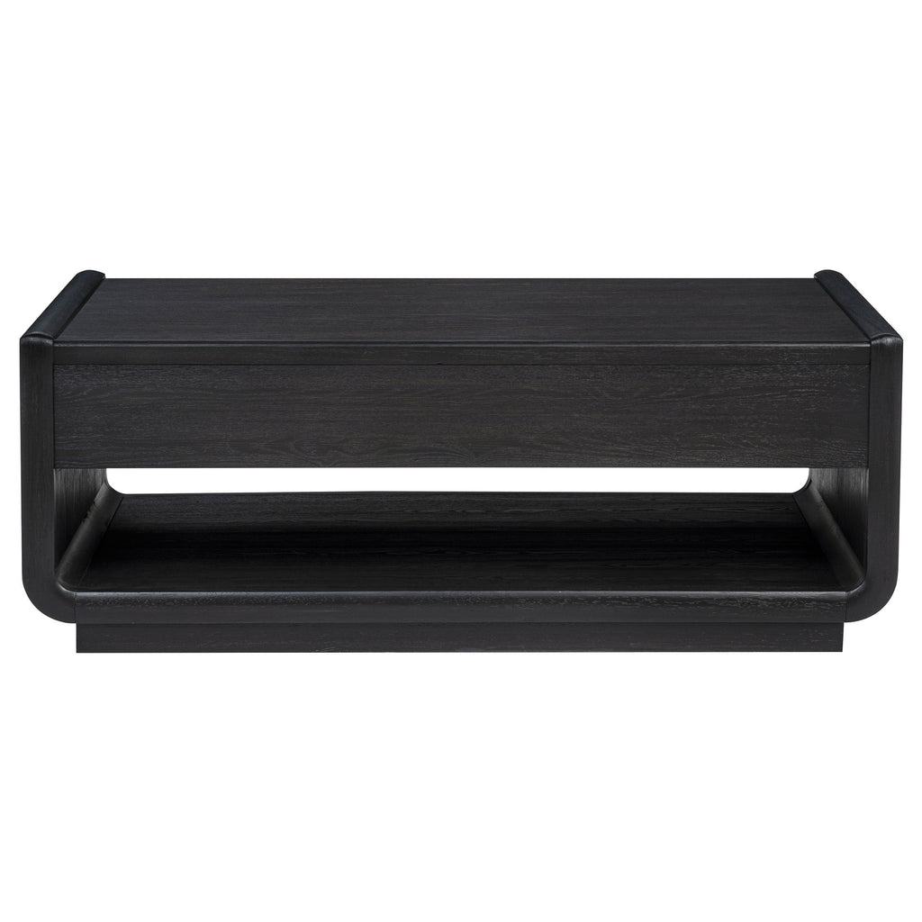 Leandro 2-drawer Wood Cocktail Coffee Table Burnished Black