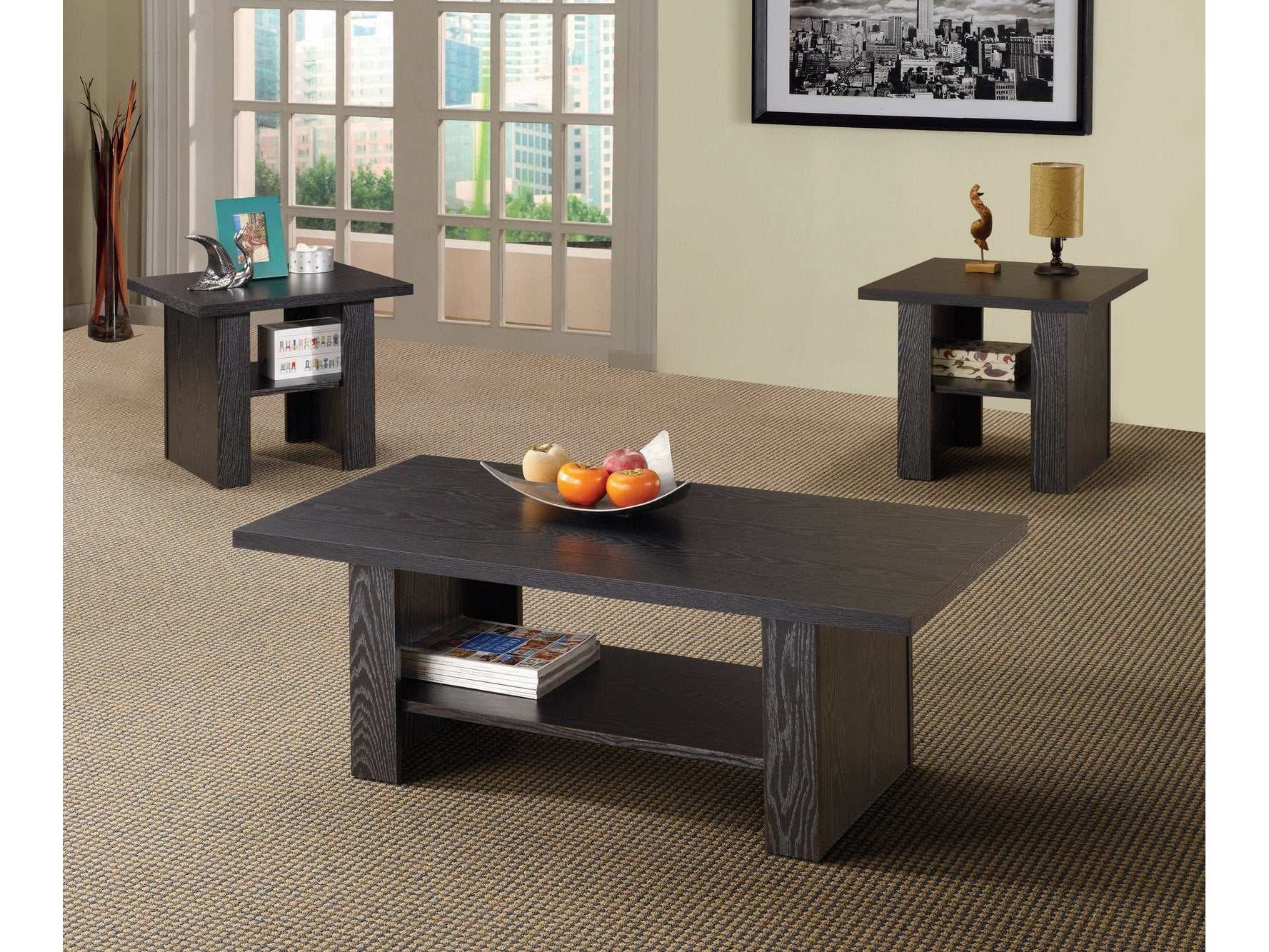 Rodez 3-piece Engineered Wood Coffee Table Set Black