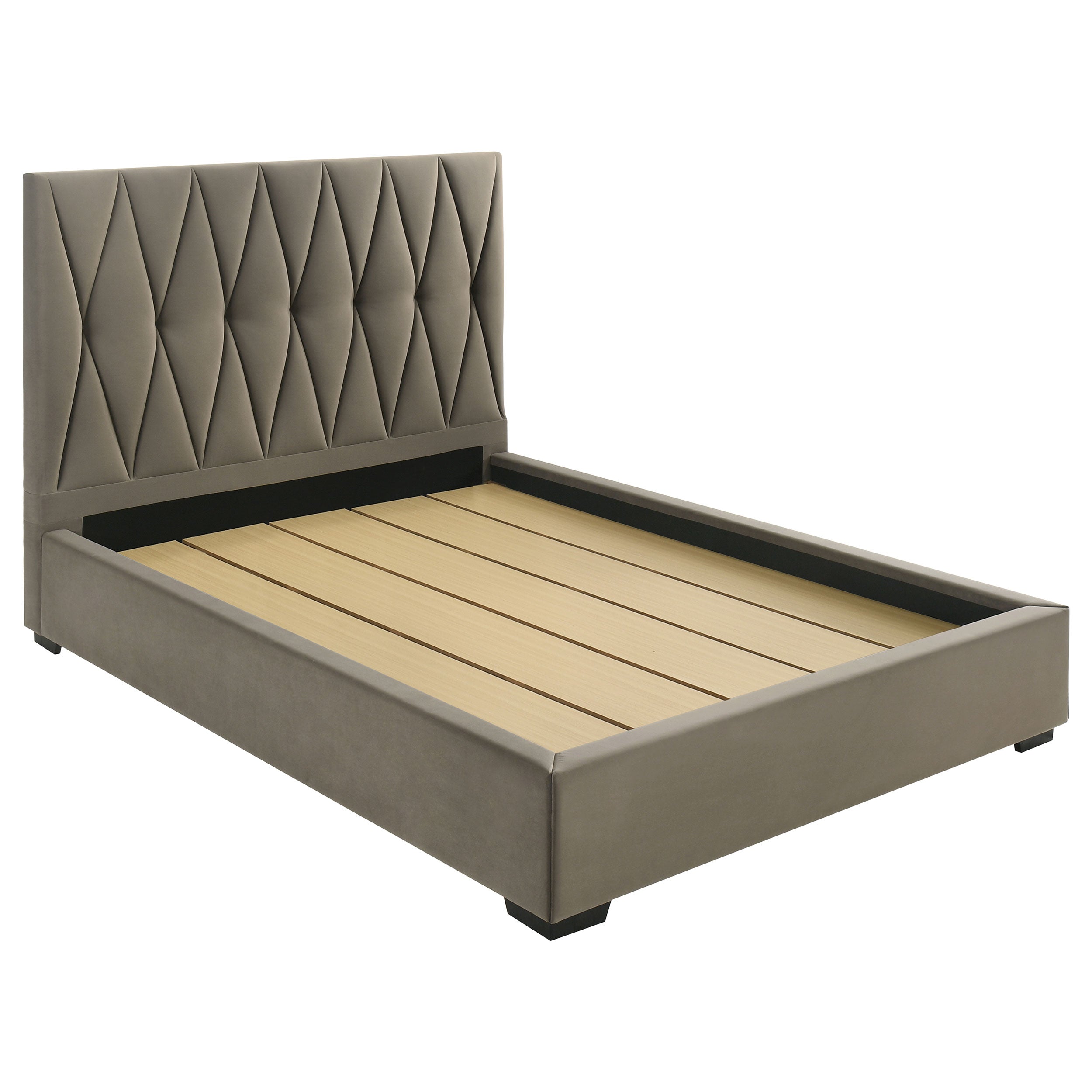 Delsea Upholstered Eastern King Platform Bed Light Brown