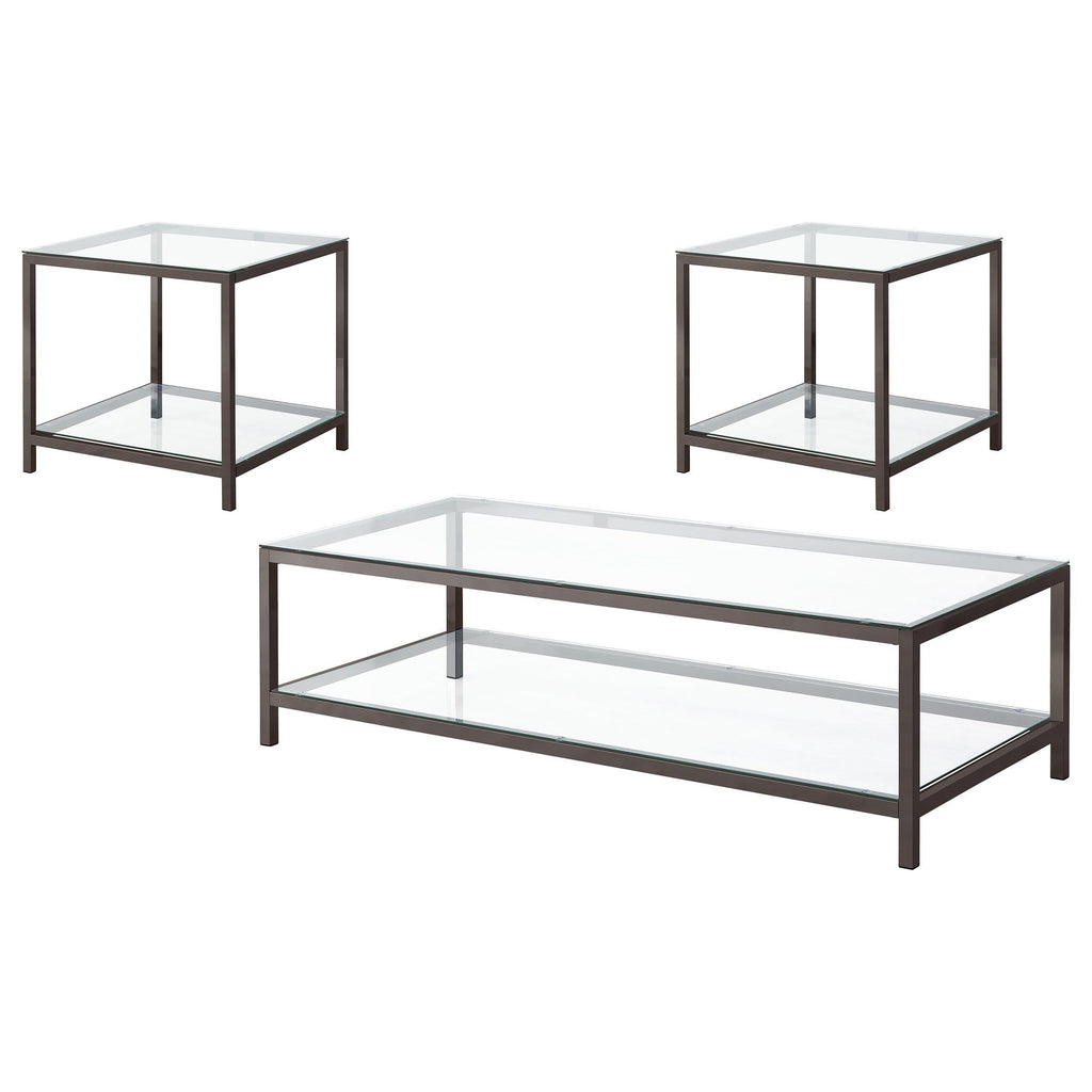 Trini 1-shelf Glass Top Coffee Table Black Nickel