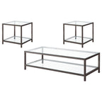 Trini 1-shelf Glass Top Coffee Table Black Nickel