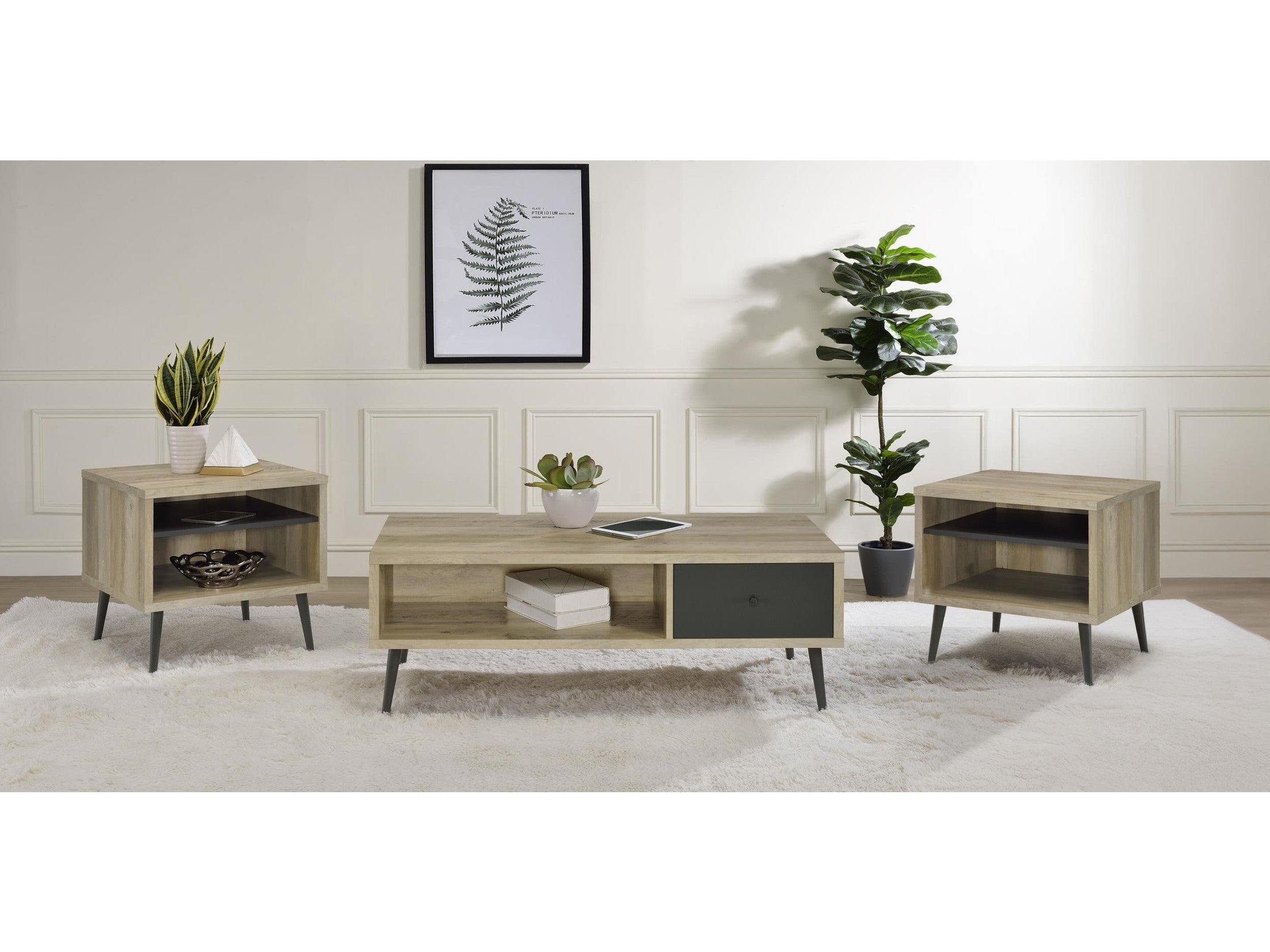 Welsh 1-drawer Engineered Wood Coffee Table Distressed Pine