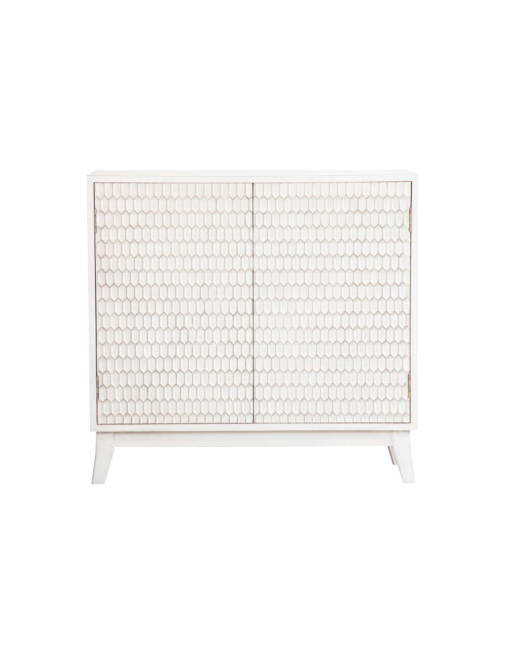 Gambon 2-door Wood Honeycomb Pattern Accent Cabinet White