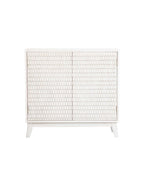 Gambon 2-door Wood Honeycomb Pattern Accent Cabinet White