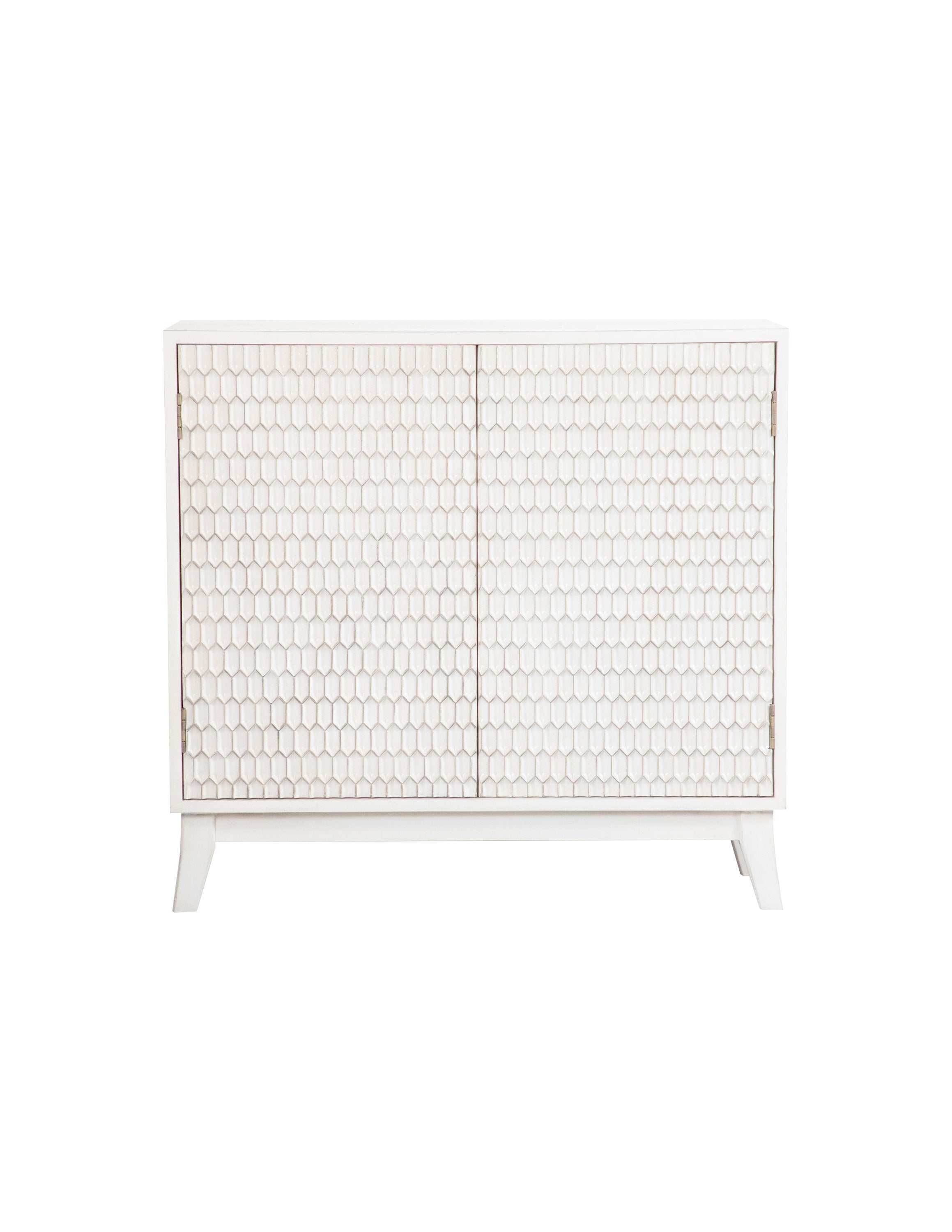 Gambon 2-door Wood Honeycomb Pattern Accent Cabinet White