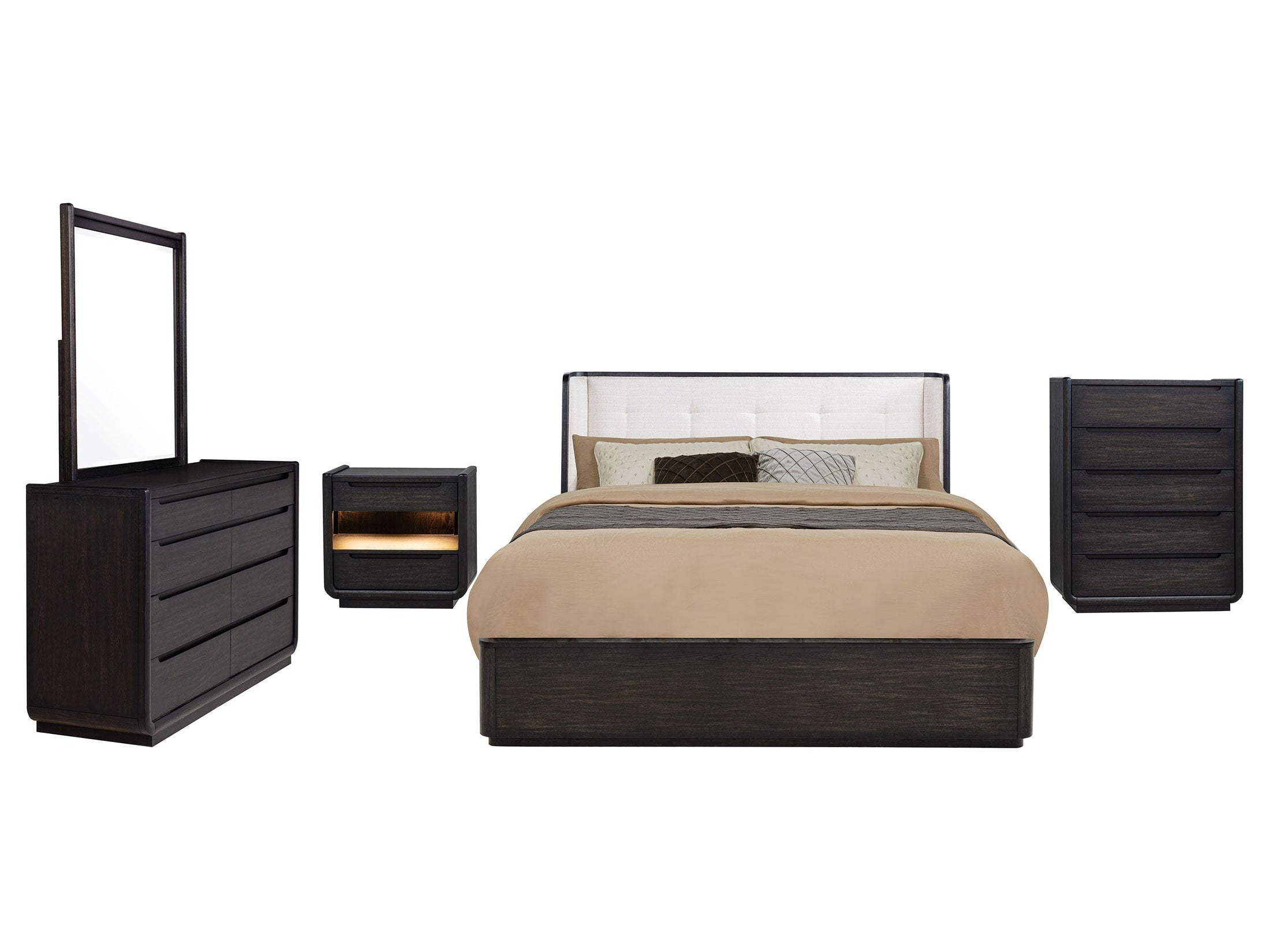Leandro 4-piece Eastern King Bedroom Set Burnished Black