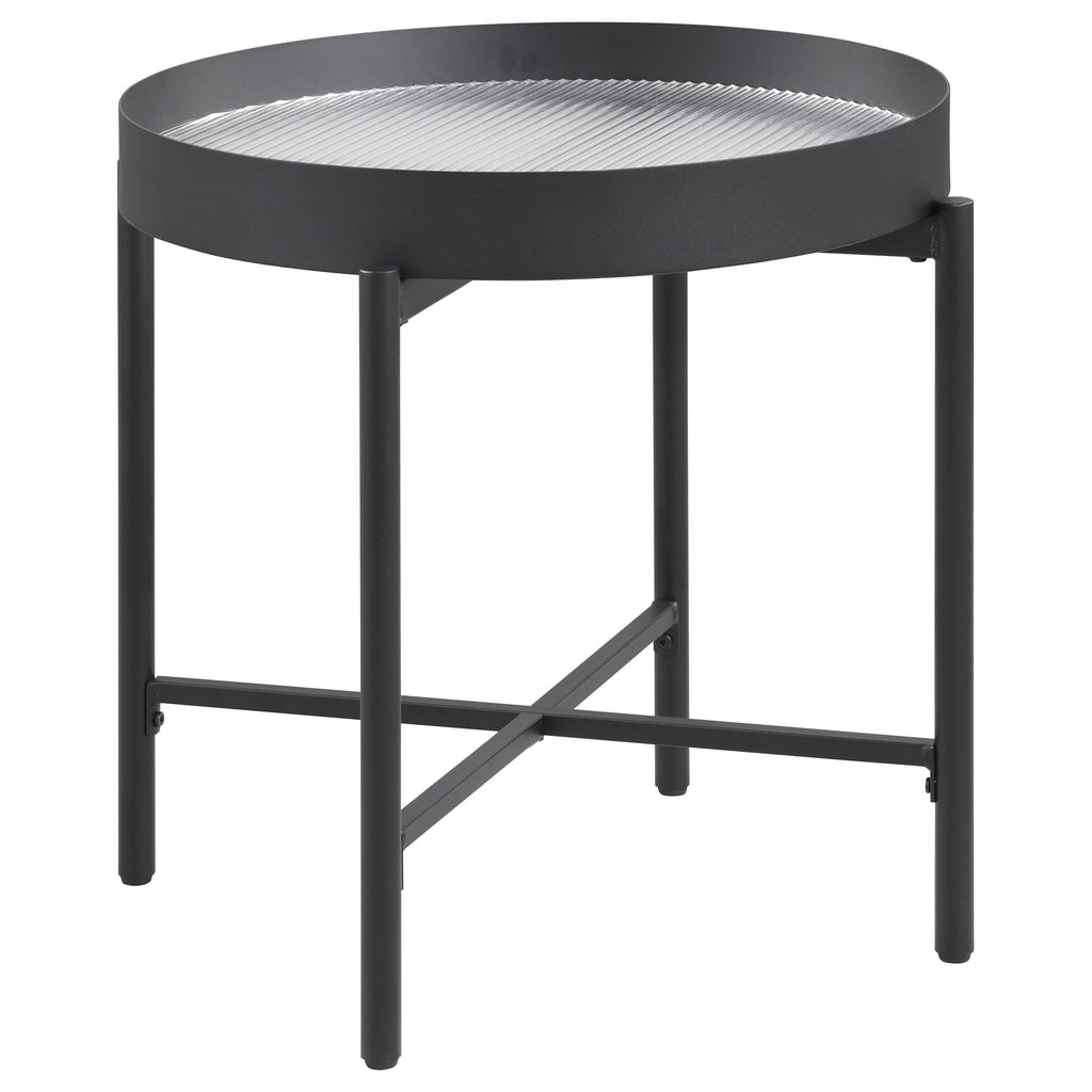 Ozella Round Coffee Table with Hidden Storage Sandy Black