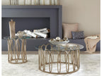Monett Round Glass Top Coffee Table Chocolate Chrome