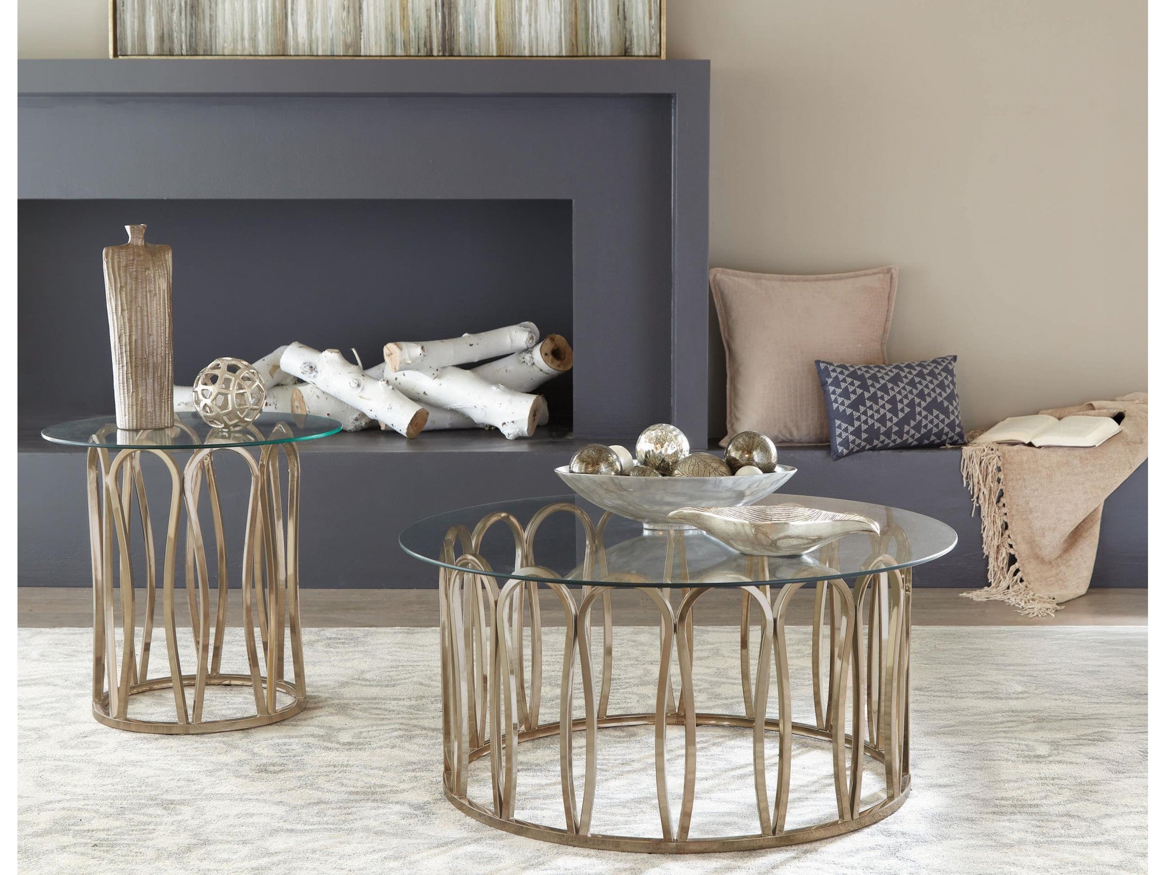 Monett Round Glass Top Coffee Table Chocolate Chrome