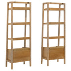 Fabian 2-piece 3-shelf Bookshelf with Drawer Distressed Light Brown